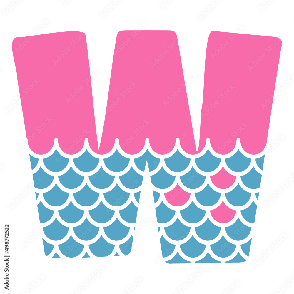 W Alphabet Mermaid abstract monogram W Alphabet Mermaid abstract monogram