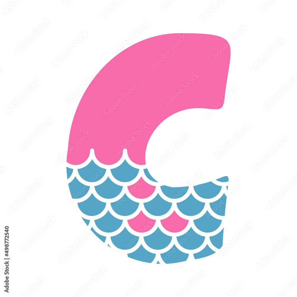 C Alphabet Mermaid abstract monogram