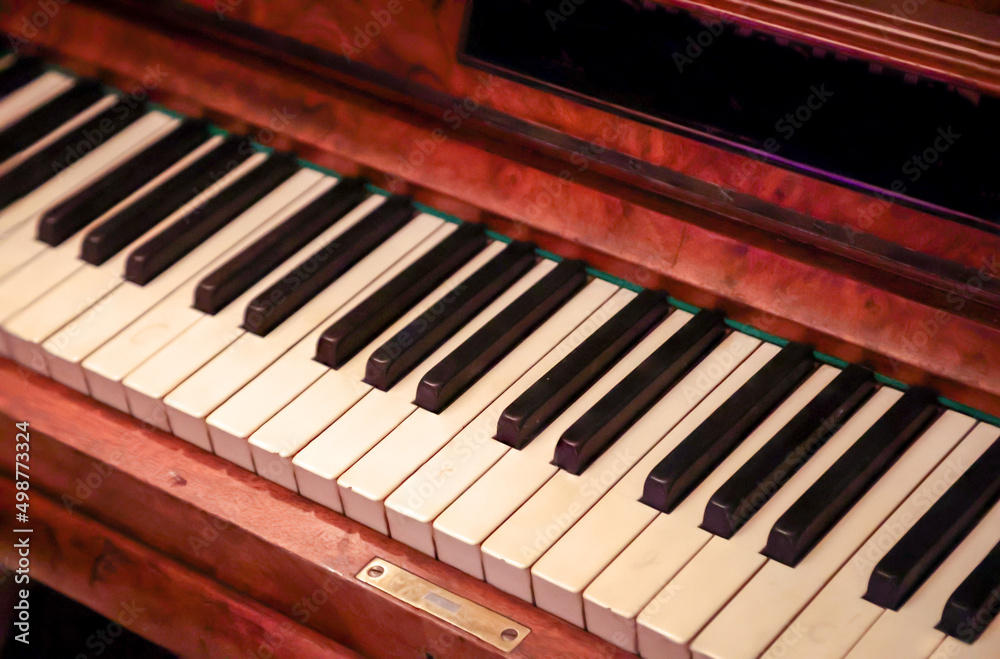 Eine Detailansicht von einem Klavier, eines Flüges, Pianos.
Eine Detailansicht von einem Klavier, eines Flüges, Pianos.