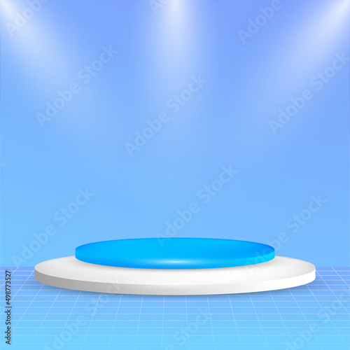 blue podium 3D vector design for product presentation