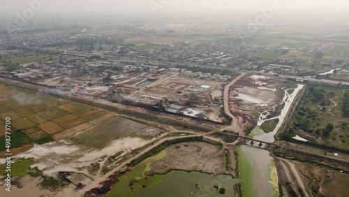 Aerial view of Chemical Factory Area at Kala Shah Kako Punjab Pakistan  photo