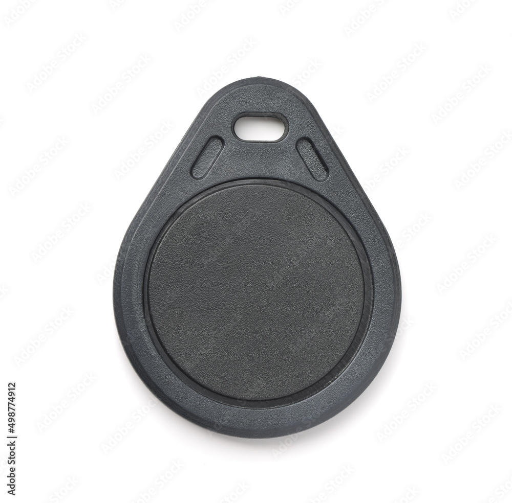 Front view of blank plastic RFID key fob