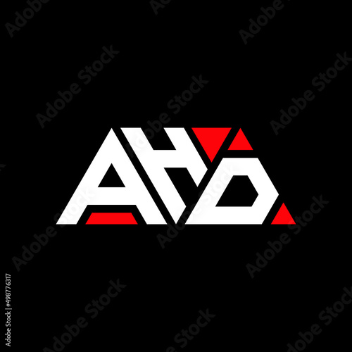 AHD letter logo design with polygon shape. AHD polygon and cube shape logo design. AHD hexagon vector logo template white and black colors. AHD monogram, business and real estate logo. photo