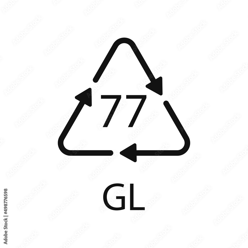 Copper Coated Glass. Glass recycling code 77 GL. Vector illustration Copper Coated Glass. Glass recycling code 77 GL. Vector illustration