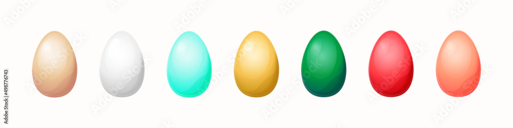 Set of isolated Easter eggs. Seven rainbow colored vector eggs on white background for greeting cards, posters and holiday design. Set of isolated Easter eggs. Seven rainbow colored vector eggs on white background for greeting cards, posters and holiday design.