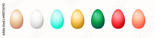 Set of isolated Easter eggs. Seven rainbow colored vector eggs on white background for greeting cards, posters and holiday design.