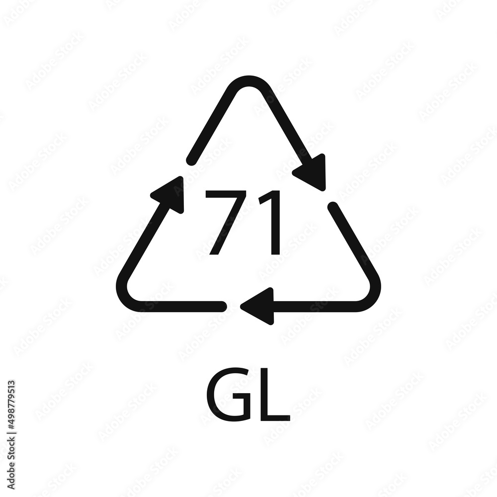 Green Glass recycling code 71 GL. Vector illustration Green Glass recycling code 71 GL. Vector illustration
