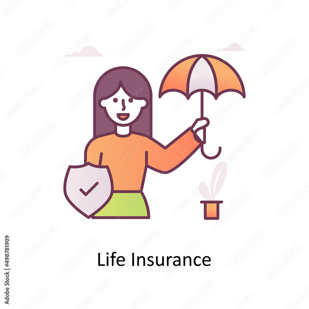Life Insurance vector Filled Outline Icon Design illustration. Medical And Lab Equipment Symbol on White background EPS 10 File
