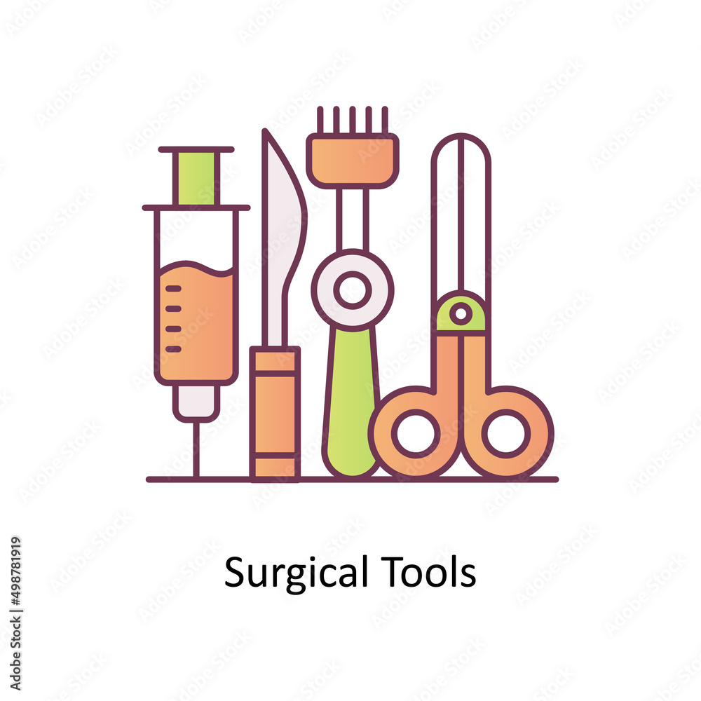 Surgical Tools vector Filled Outline Icon Design illustration. Medical And Lab Equipment Symbol on White background EPS 10 File