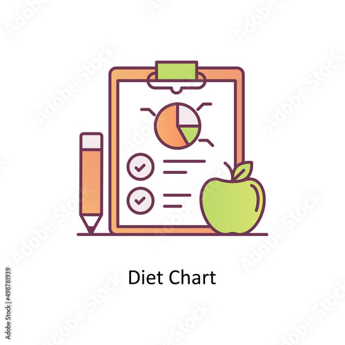 Diet Chart vector Filled Outline Icon Design illustration. Medical And Lab Equipment Symbol on White background EPS 10 File