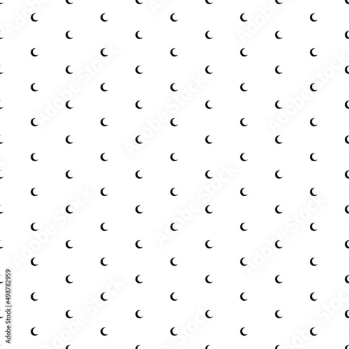 Square seamless background pattern from geometric shapes. The pattern is evenly filled with small black moon symbols. Vector illustration on white background