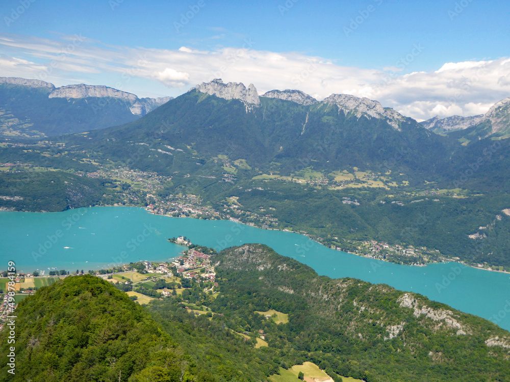 Paragliding above Lake Annecy in the French Alps	