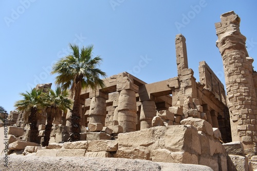 Karnak temple in Luxor, Egypt, an open air Museum, which comprises a vast mix of decayed temples, chapels, pylons, and other buildings.