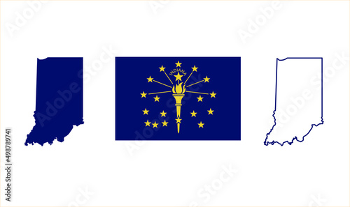 indiana state. map and flag