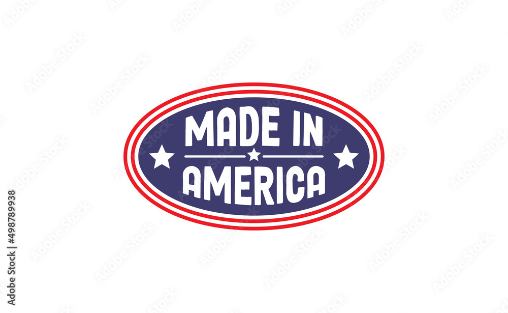 Made in America badge. United States patriotic symbol. American label. USA emblem. Made in America badge. United States patriotic symbol. American label. USA emblem.