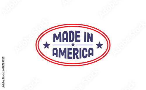 Made in America badge. United States patriotic symbol. American label. USA emblem.