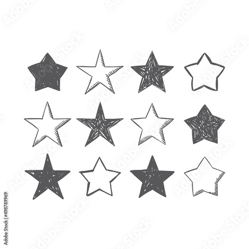 Star doodle collection. Hand drawn stars.