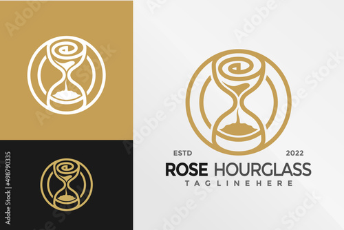 Flower Rose Hourglass Logo Design Vector illustration template