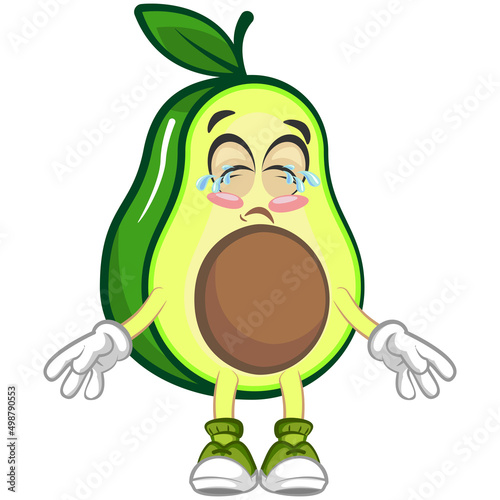 avocado cute cartoon mascot illustration vector crying