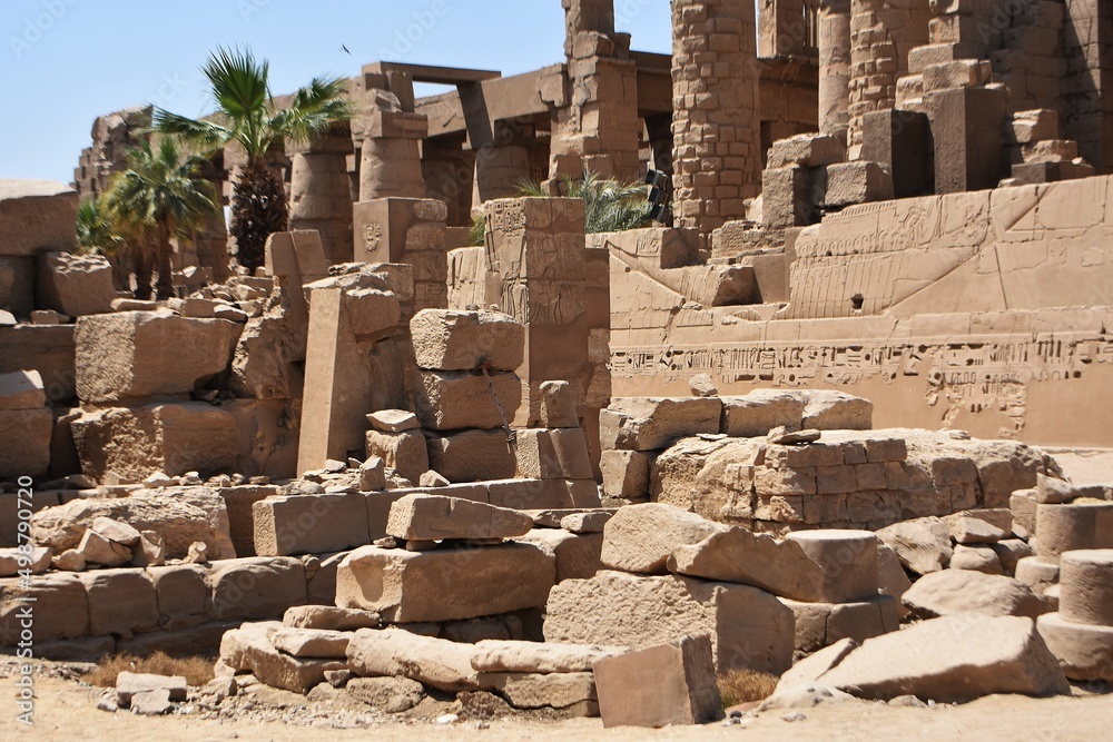 View across the ruins of the ancient  Temple of Karnak in Luxor, Egypt.