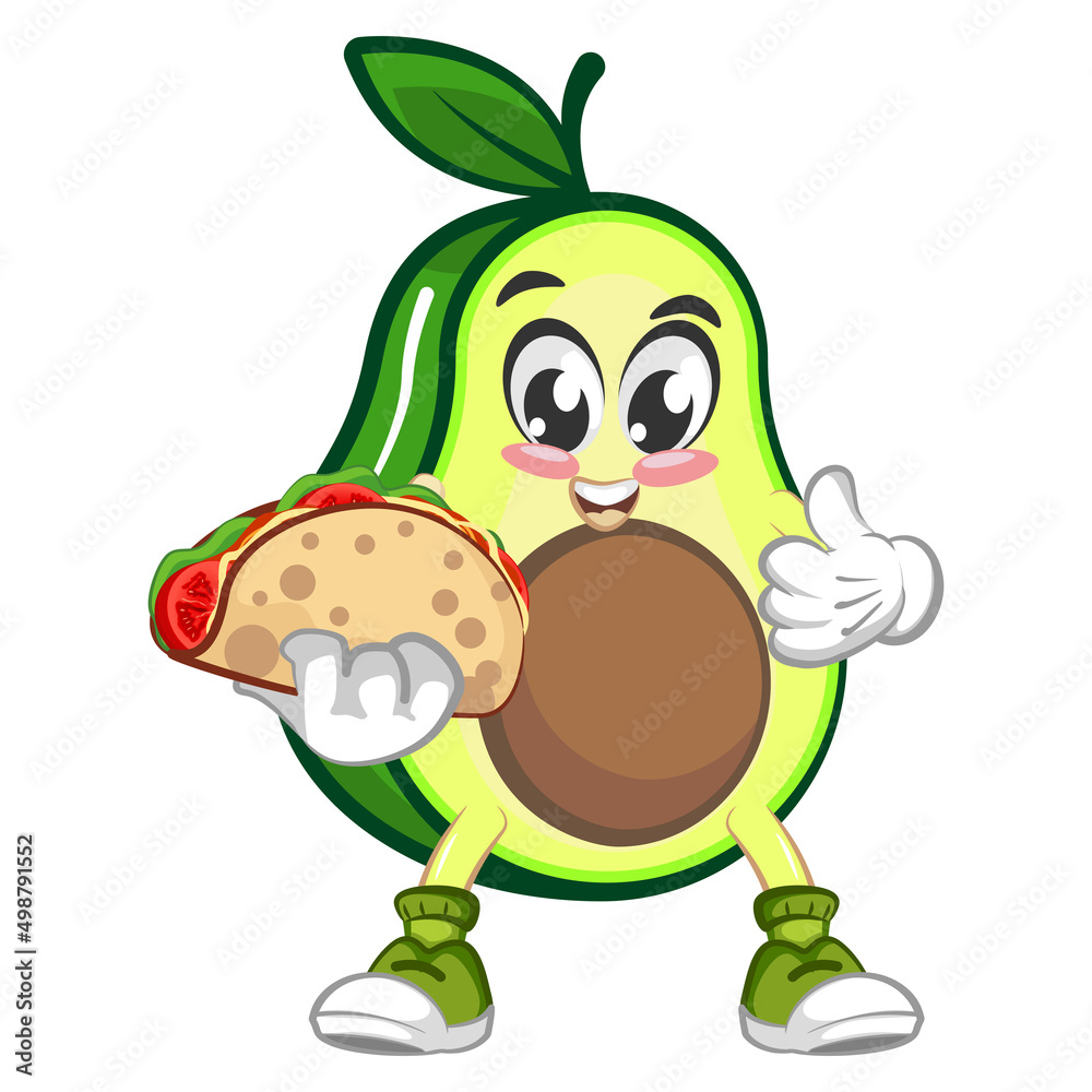 Fototapeta premium avocado cute cartoon mascot illustration vector