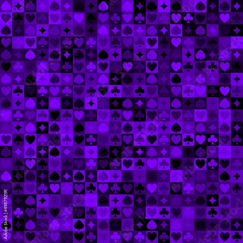Seamless pattern background with suits hearts, diamonds, clubs, spades. © Andrew