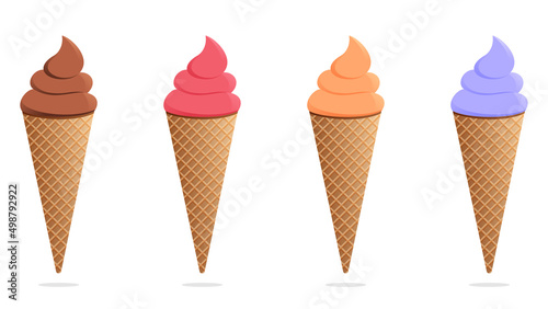 Ice cream graphics object set vector illustration on white background.