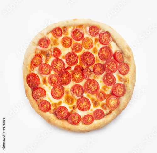 margarita pizza on white background