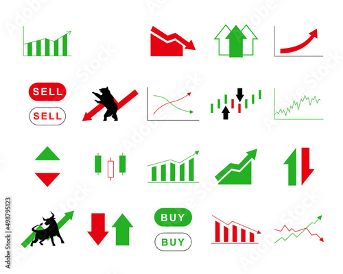 set of stock market trading icons. design elements for stock trading
