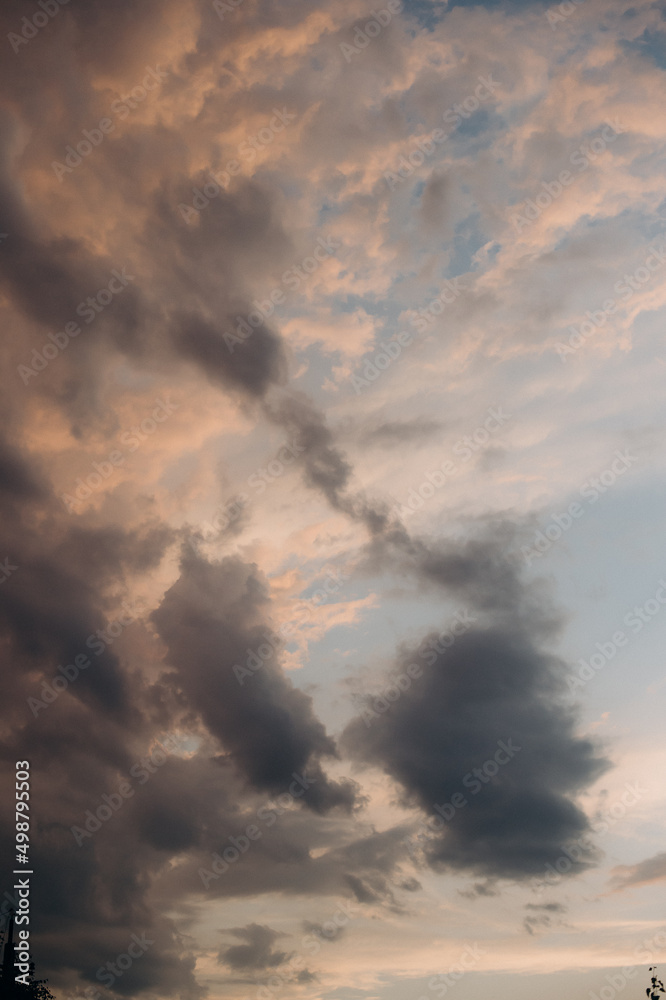 summer cloudy sky at sunset