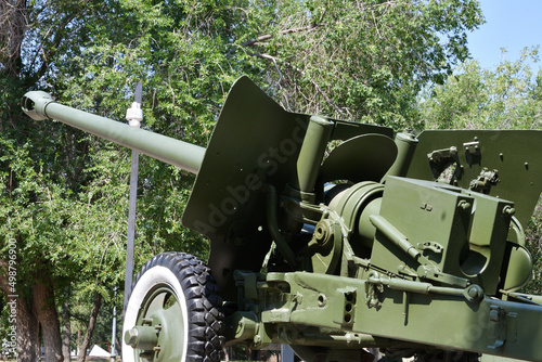 152 mm howitzer is a type of artillery gun designed primarily for mounted firing from closed firing positions, out of direct sight of the target  photo