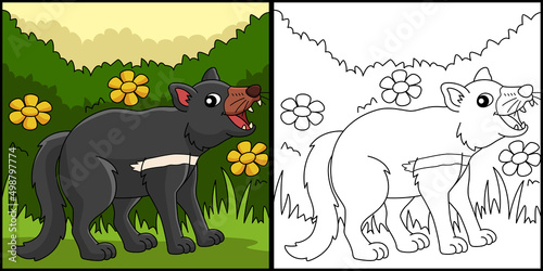 Tazmanian Devil Animal Coloring Page Illustration