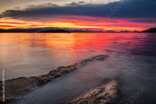Sunset at Montague Harbour Marine Provincial Park on Galiano Island in the Gulf Islands, British Columbia, Canada