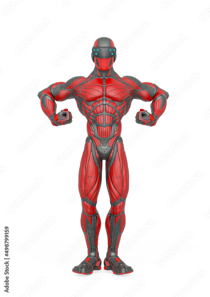 super hero is ready to attack in an exosuit super hero is ready to attack in an exosuit