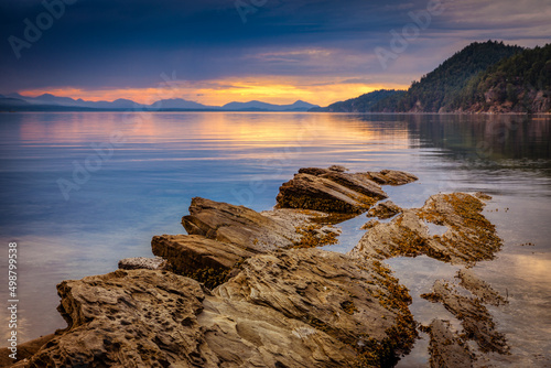 Sunset at Montague Harbour Marine Provincial Park on Galiano Island in the Gulf Islands, British Columbia, Canada
