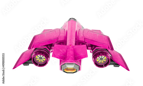 Fototapeta Naklejka Na Ścianę i Meble -  super sonic space ship in white background bird eye rear view