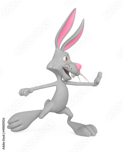 rabbit cartoon is saying hey stop there side view