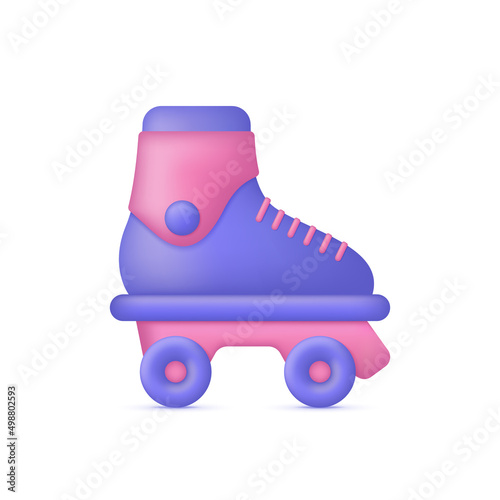 3D Roller skates isolated on white background. Sport concept. Can be used for many purposes.