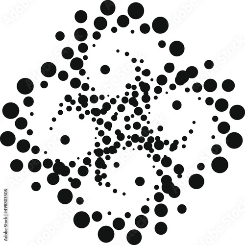 black and white pattern of dots twisted into a spiral. Cover geometric minimal. Vector abstract dots pattern for poster design. backdrop template 