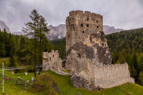 An old ruined castle in the Dolomites in Northern Italy, Europe