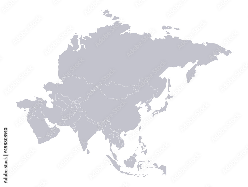 Asia map, individual states blank