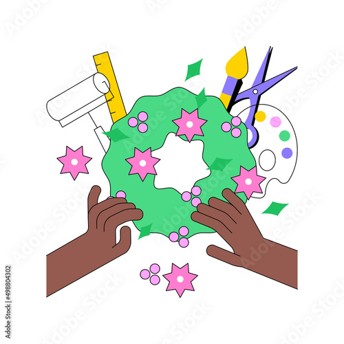 DIY decoration abstract concept vector illustration. Handmade design object, DIY holiday decor, self-made accessories, festive craft decoration, how-to decorate online tutorial abstract metaphor.