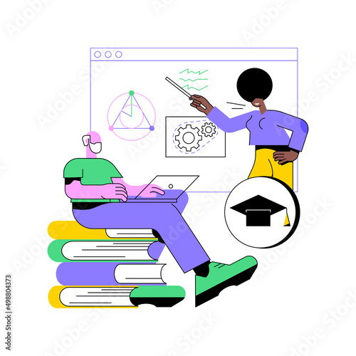 Online learning for seniors abstract concept vector illustration. Online courses for seniors, additional education, free online program, learning community, online quizz abstract metaphor.