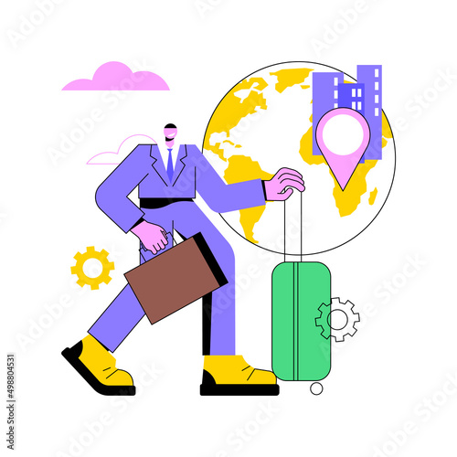 Occupational migration abstract concept vector illustration. Application form, work and travel, crowd of refugees, child migrant workers, foreign citizens, people arriving abstract metaphor.