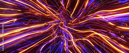 Foto Tangled energy cables with neon glow
