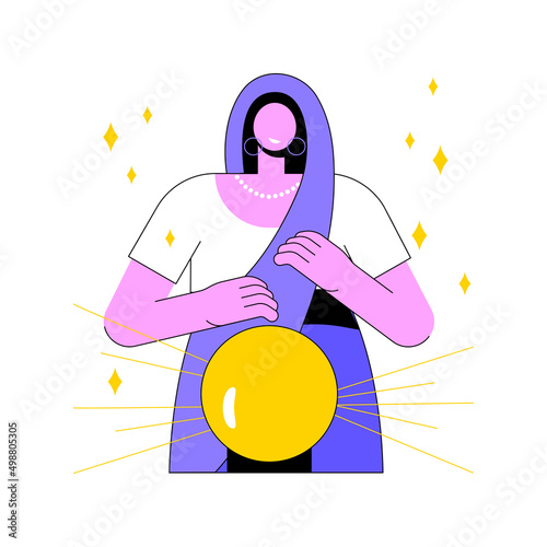 Fortune telling abstract concept vector illustration. Fortune teller online, tarot reading services, crystal ball future prediction, numerology specialist, palmist practice abstract metaphor. photo