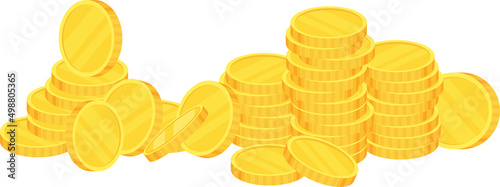 Coins. Heap of golden dollars. Money stack.