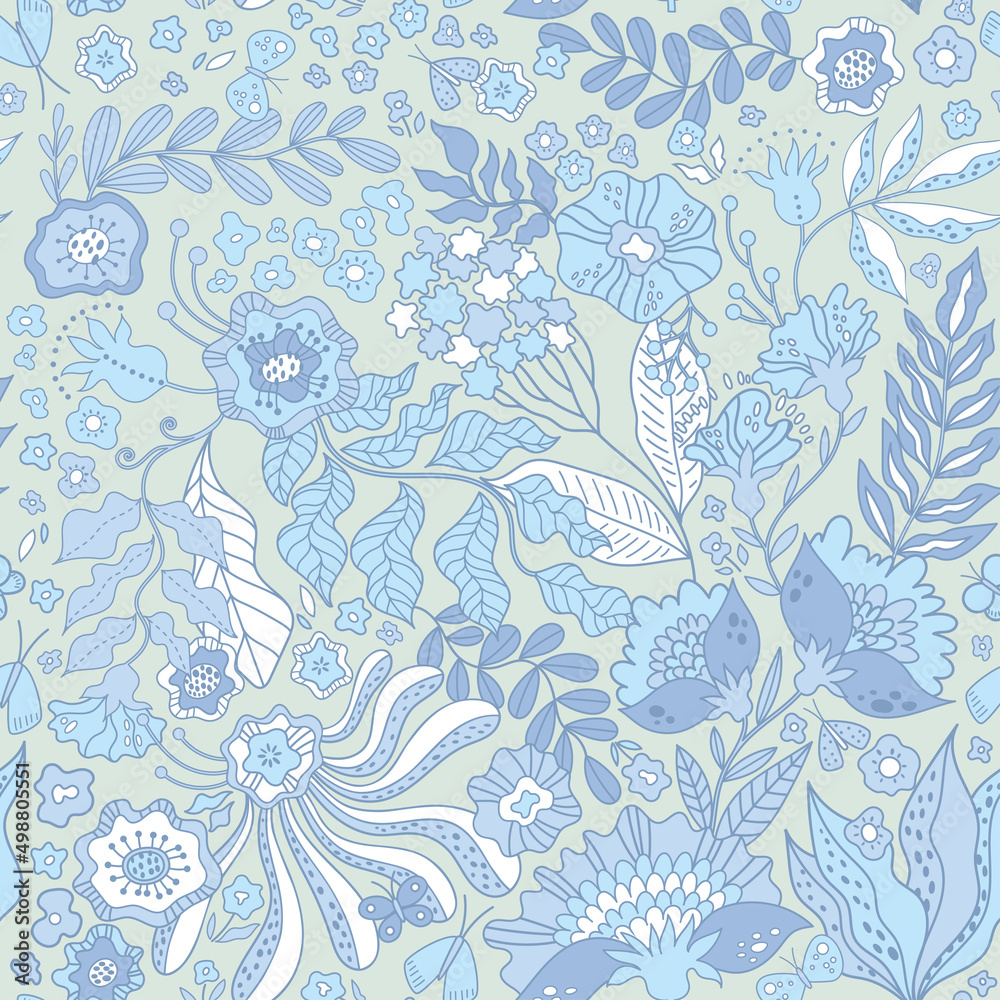 Obraz premium Abstract flower, plants, botanical, seamless pattern vector design for fashion, fabric, wallpaper and all prints. Cute pattern with flowers