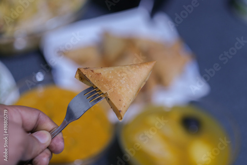 macro photo of fried samosa during ramadan