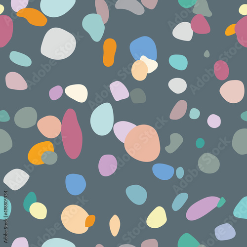 Random scattered shapes, colorful mosaic pattern, abstract stone texture, terrazzo inspired design